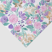 Girly Pink Violet Paarse Gold Waterverf Flowers Tissuepapier (Detail)