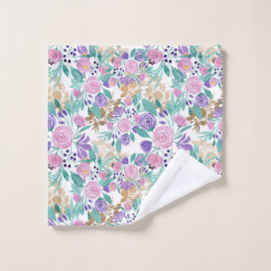 Girly Pink Violet Paarse Gold Waterverf Flowers Washandje