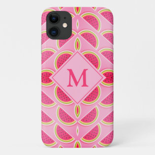 Girly Pink Watermelon Monogram Case-Mate iPhone Case