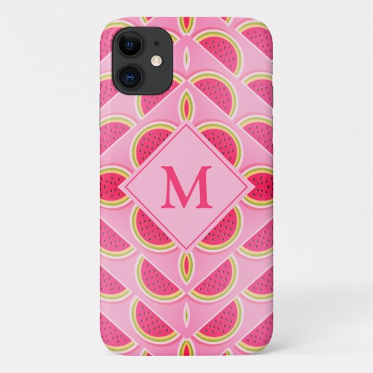 Girly Pink Watermelon Monogram Case-Mate iPhone Case (Achterkant)