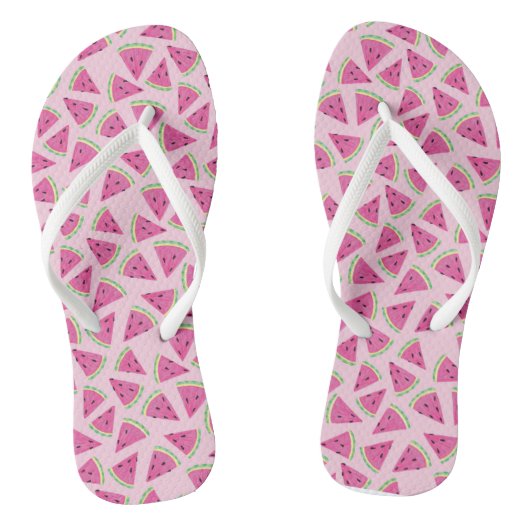 Girly Pink Watermelon Tropical Pattern Teenslippers (Voetbed)