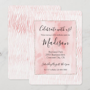 Girly Pink Waterverf Animal Print Kaart