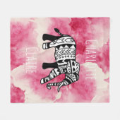 Girly Pink Waterverf Black & White Tribe Elephant Fleece Deken (Voorkant (Horizontaal))