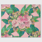 Girly Pink Waterverf Floral Hand Paint Cadeaupapier (Vlak)