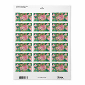 Girly Pink Waterverf Floral Hand Paint Etiket (Full Sheet)