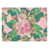 Girly Pink Waterverf Floral Hand Paint Tafelkleed (Voorkant (Horizontaal))