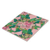 Girly Pink Waterverf Floral Hand Paint Tegeltje (Zijkant)