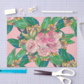 Girly Pink Waterverf Floral Hand Paint Tissuepapier (Craft)