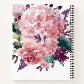  Girly Pink Waterverf Floral Notitieboek (Achterkant)