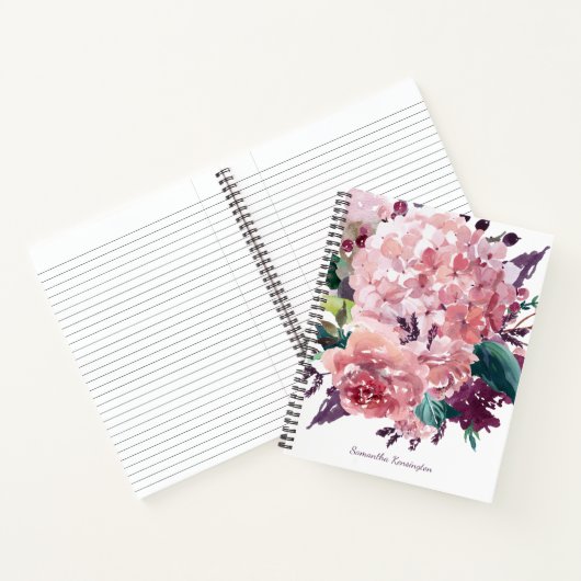  Girly Pink Waterverf Floral Notitieboek (Binnen)