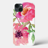Girly Pink Waterverf Floral Pattern Case-Mate iPhone Case (Achterkant)
