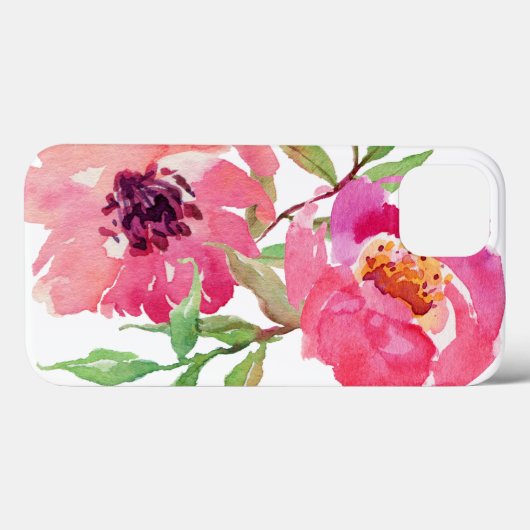Girly Pink Waterverf Floral Pattern Case-Mate iPhone Case (Achterkant (horizontaal))