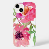 Girly Pink Waterverf Floral Pattern Case-Mate iPhone Case (Achterkant)