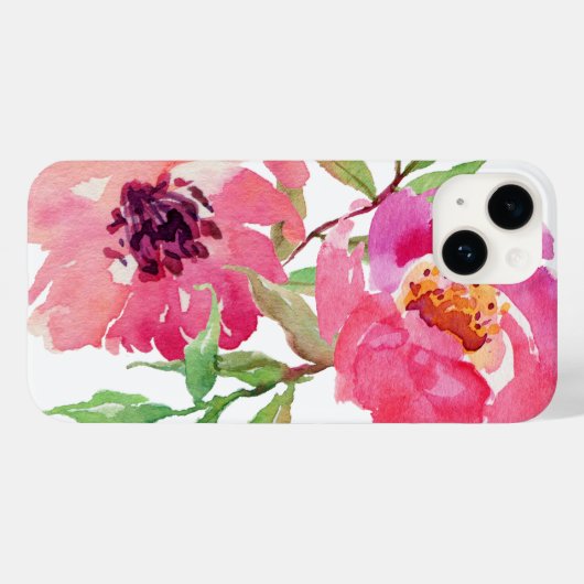 Girly Pink Waterverf Floral Pattern Case-Mate iPhone Case (Achterkant (horizontaal))