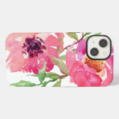 Girly Pink Waterverf Floral Pattern iPhone Hoesje (Achterkant horizontaal)