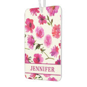Girly Pink Waterverf Floral Persoonlijke benaming Luchtverfrisser (Links)