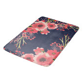 Girly Pink Waterverf Flowers & Navy Blue Badmat (Gekanteld)