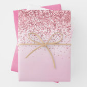 Girly Pink Waterverf Glitzy Sparkle Glitter Inpakpapier Vel (In situ)