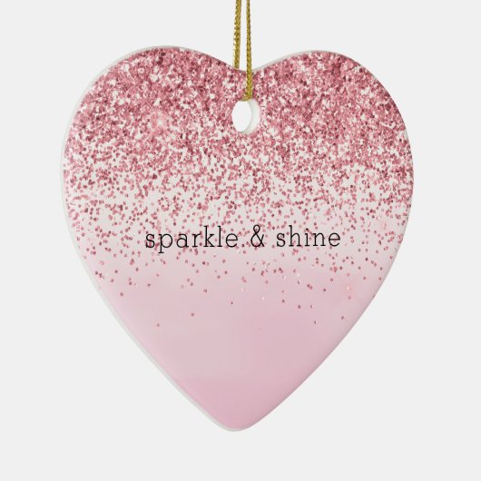 Girly Pink Waterverf Glitzy Sparkle Glitter Keramisch Ornament (Rechts)