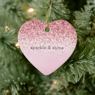 Girly Pink Waterverf Glitzy Sparkle Glitter Keramisch Ornament