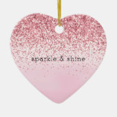 Girly Pink Waterverf Glitzy Sparkle Glitter Keramisch Ornament (Voorkant)