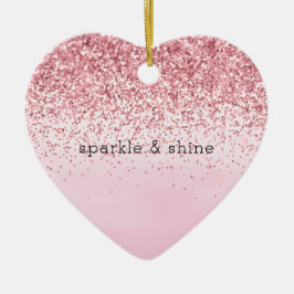 Girly Pink Waterverf Glitzy Sparkle Glitter Keramisch Ornament