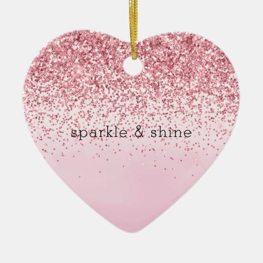 Girly Pink Waterverf Glitzy Sparkle Glitter Keramisch Ornament (Voorkant)