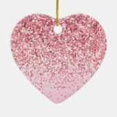 Girly Pink Waterverf Glitzy Sparkle Glitter Keramisch Ornament (Achterkant)