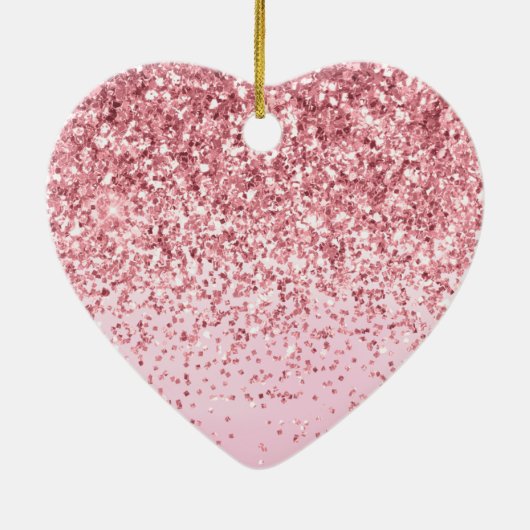 Girly Pink Waterverf Glitzy Sparkle Glitter Keramisch Ornament (Achterkant)