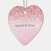 Girly Pink Waterverf Glitzy Sparkle Glitter Keramisch Ornament (Links)