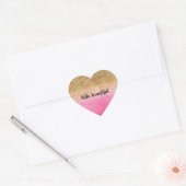 Girly Pink Waterverf Gold Glitter Glitz Confetti Hart Sticker (Envelop)