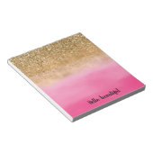 Girly Pink Waterverf Gold Glitter Glitz Confetti Notitieblok (Schuin)