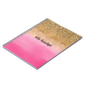 Girly Pink Waterverf Gold Glitter Glitz Confetti Notitieboek (Linkerzijde)