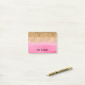 Girly Pink Waterverf Gold Glitter Glitz Confetti Post-it® Notes (Op bureau)