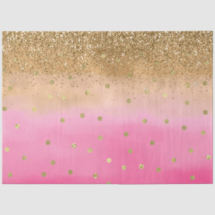 Girly Pink Waterverf Gold Glitter Glitz Confetti Tissuepapier