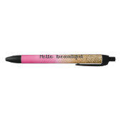 Girly Pink Waterverf Gold Glitter Glitz Confetti Zwarte Inkt Pen (Bodem)