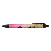 Girly Pink Waterverf Gold Glitter Glitz Confetti Zwarte Inkt Pen (Bovenkant)