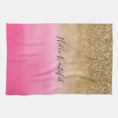 Girly Pink Waterverf Gold Glitter Theedoek (Horizontaal)