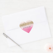 Girly Pink Waterverf Ombre Gold Glitter Glitz Hart Sticker (Envelop)