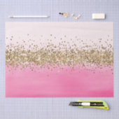 Girly Pink Waterverf Ombre Gold Glitter Glitz Tissuepapier (Craft)