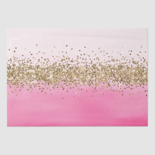 Girly Pink Waterverf Ombre Gold Glitter Glitz Tissuepapier (Voorkant)