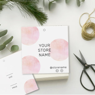 Girly Pink Waterverf Square Boutique Price Label Vierkante Visitekaartjes