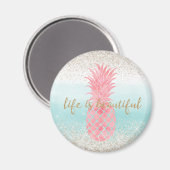 Girly Pink Waterverf Tropische ananas Magneet (Voorkant / Achterkant)
