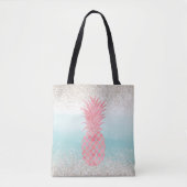 Girly Pink Waterverf Tropische ananas Tote Bag (Voorkant)