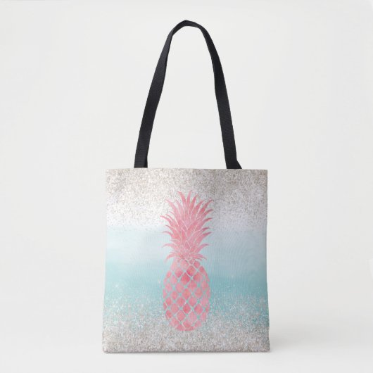 Girly Pink Waterverf Tropische ananas Tote Bag (Voorkant)