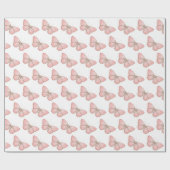 Girly Pink White Butterflies Birthday Cadeaupapier (Vlak)
