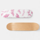 Girly Pink White Butterflies Waterverf Pattern Persoonlijk Skateboard (Horizontaal)