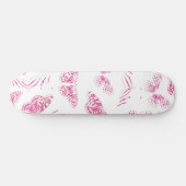 Girly Pink White Butterflies Waterverf Pattern Persoonlijk Skateboard (Horizontaal)
