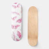 Girly Pink White Butterflies Waterverf Pattern Persoonlijk Skateboard (Voorkant)