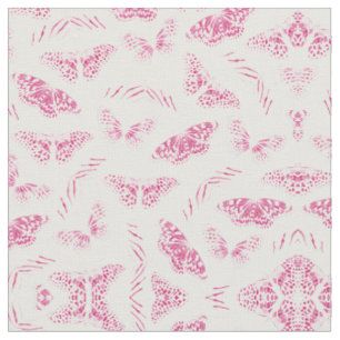 Girly Pink White Butterflies Waterverf Pattern Stof